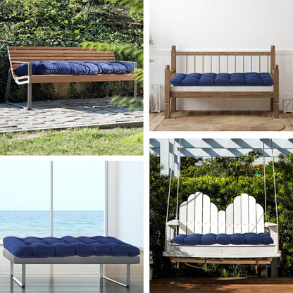 IPYNBAP Outdoor Bench Cushion, 48x18x5 Inch, Waterproof Bench Cushion for Outdoor/Indoor Furniture, Tufted Patio Bench Seat Cushion, Fade Resistant Outdoor Cushions for Porch Swing Couch, Navy Blue