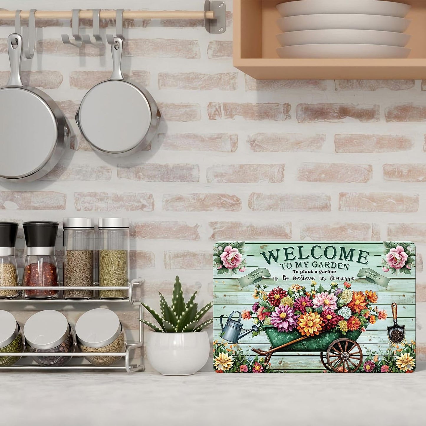 Garden Signs for Outside Welcome To Our Garden Metal Sign Gardening Yard Patio Greenhouse Decor for Women Gardeners Plant Lovers 8x12inch