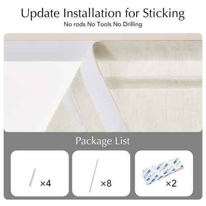 NICETOWN Linen French Door Curtain No Drill Roman Shades for Windows, Ivory Solid Cordless Blinds for Farmhouse Door Window Covering with Light Filgtering, W26 x L40, 1Pc