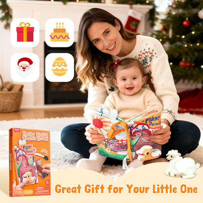 JoyCat Baby Toys 6-12 Months Farm Baby Books Toys 0-6 Months, Touch and Feel Tummy Time Crinkle Cloth Book for Infant 0-3-6-12-18 Months, Travel Toy Baby Shower Newborn Gifts for Boys Girls