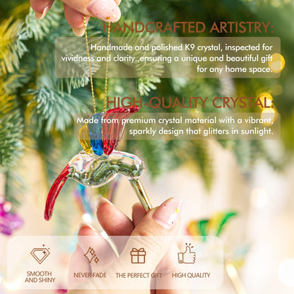 6Pcs Hand Blown Glass Hummingbird 1.3''*2.7'' Small Hanging Ornaments Crystal Humming Bird Figurines Collectible Decor for Home