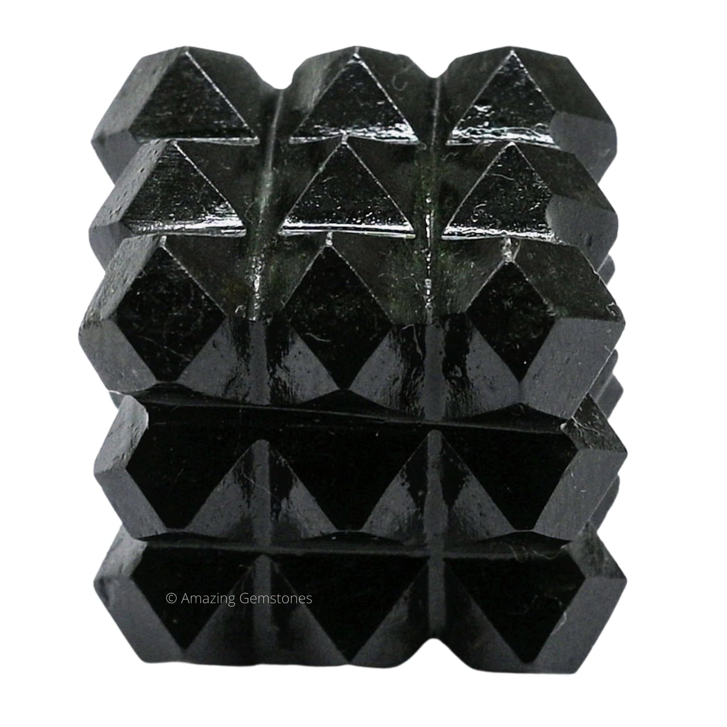 Amazing Gemstone Black Tourmaline Crystal Cube with 54 Pyramid - 1" Mini Lemurian Pyramid Cube Figurine of Natural Stone Pyramid for Meditation, Reiki, Chakra Balancing Vastu Pooja and Crystal Grids