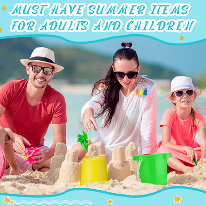 Didaey 7.5 Inch Beach Buckets and Shovels Plastic Sand Pails Castle Building Sand Shovel for Boys and Girls Summer Beach Toys Party Favors(12 Set)