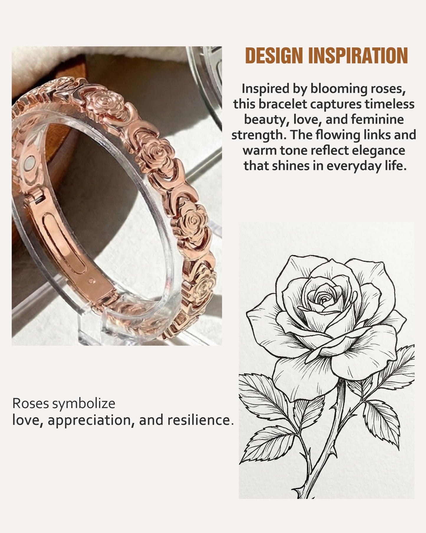 Jecanori Flower Copper Bracelets for Women, Effective Magnetic Therapy Bracelet for Women, Adjustable Copper Jewelry Gift