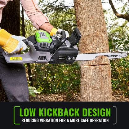 NovorikX 60V Brushless Cordless Chainsaw, 18"&16" Electric Chain Saw with 5.0Ah Battery & Charger, Automatic Oiler, Tool-Free Tension for Tree Trimming & Wood Cutting