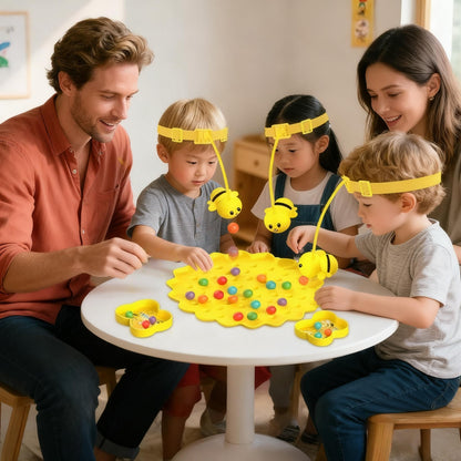 Magnetic Bee Bean Picking & Tabletop Fishing Game，Adjustable Headband, Educational Focus Toy Ages3+, Family Party Travel Games for Indoor/Outdoor，White Elephant Gift for Adults
