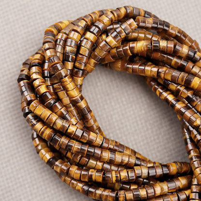 BONNY BOXX 150PCs Natural Classic Tiger Eye Spacer Beads, Loose Semi Precious Flat Round Gemstone Heishi Disc Stone Beads for Beading Jewelry Making 4mm*2mm