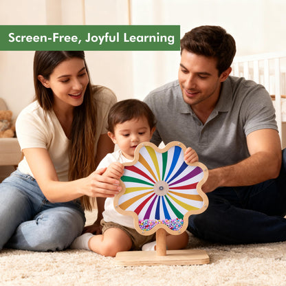 Aiwanture Spinning Activity Drum Toy with Sound, Montessori Wooden Sensory Toy for Babies, Perfect Birthday & Party Gift for 6-18 Months+