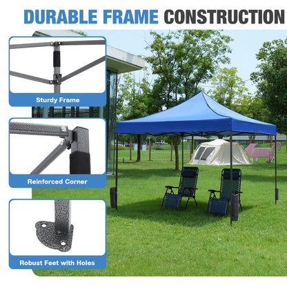 NEWBULIG 10x10 FT Pop Up Canopy, Heavy Duty Sun Shade, Portable Outdoor Shelter with Sand Bags for Camping/Beach/Backyard, Classic Blue
