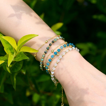 Farfume African Turquoise Crystal Bracelet Beaded Bracelets for Women 4mm Natural Stone Beads Gemstone Handmade Jewelry Valentine's Day Gifts