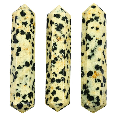 Amazing Gemstone Dalmatian Jasper Crystal Points Bulk Healing Crystals - Pack of 3 Double Terminated Healing Wand Point Bulk Crystals for Crafts, Crystal Grid, DIY - Premium Crystals - Beginners Gift