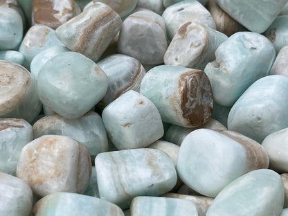 GAF TREASURES 5 Pcs Caribbean Calcite Tumbled Stones, Polished Natural Caribbean Calcite Gemstone, Caribbean Calcite Healing Crystals (Caribbean Calcite)