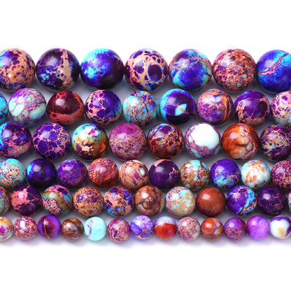 8MM 44PCS Natural Stone Galaxy Purple Sea Sediment Imperial Jasper Loose Beads for Jewelry Making DIY Bracelet Necklace