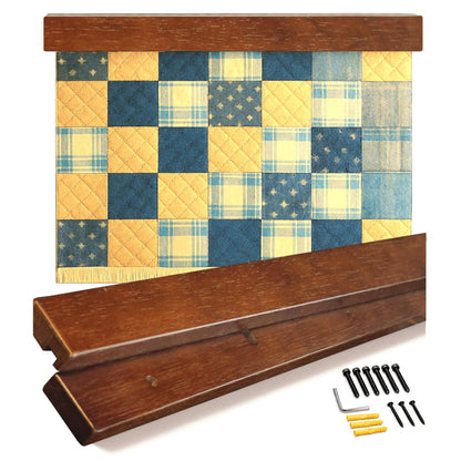 Dacri Home Quilt Hanger for Wall Display - 60 Inch Tapestry Hanger from Premium Teak Wood - Safe Mount Quilt Rack for Heavy Rugs, Tapestries, and Other Wall Hangings (60", Light Wallnut Stain)