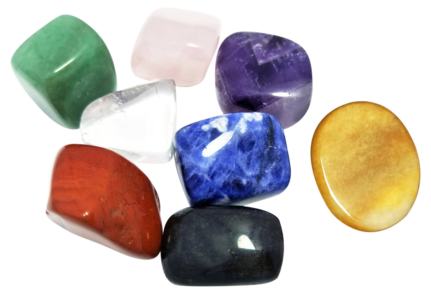 7 Chakra Stones in Oranic Shape & 1 Worry Stone in Oval Shape, Tumbled Chakra Healing Crystal & Polished Rocks for Meditation, Reiki, Chakra Balancing, Protection, and Crystal Décor