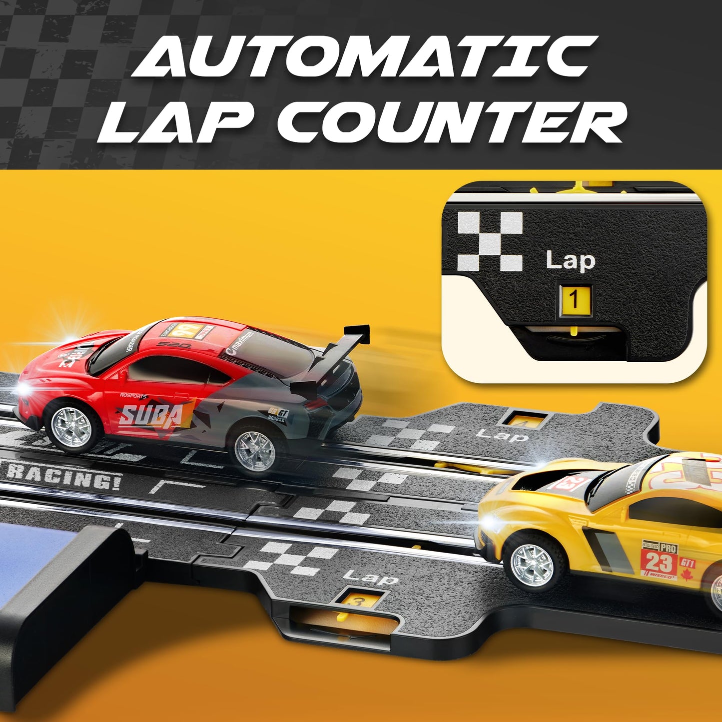 Slot Car Race Track Sets, Slot Cars - Electric Race Car Track Set, 4 High Speed Cars Tracks for Kids, Remote Control Car, Gifts Toys for Boys - 115' Racetrack
