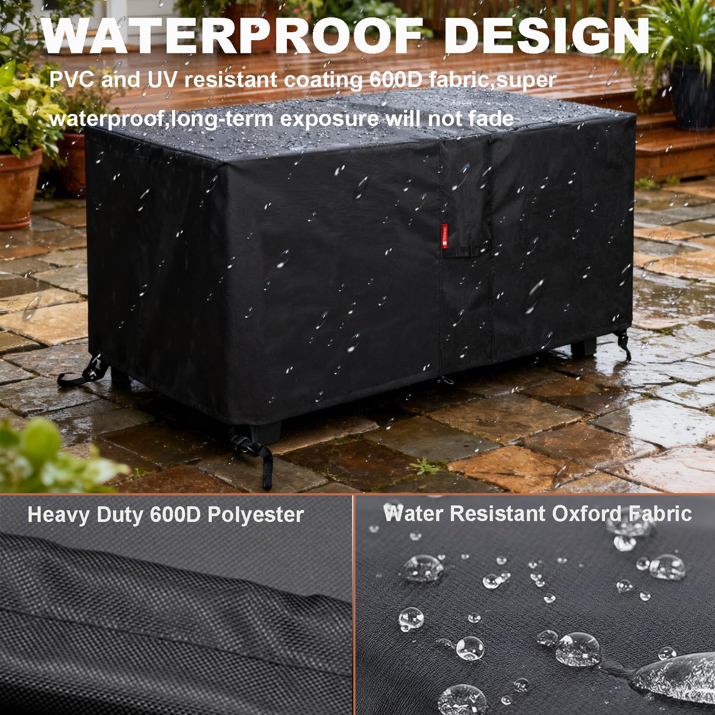 SheeChung Fire Pit Cover Rectangular-Fits 50-54 inch Table-Waterproof Heavy Duty 600D Outdoor Cover for Gas Fire Pit,Patio Deck Box Protector Patio Furniture Cover 54"Lx34"Wx24"H