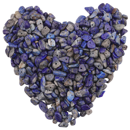400pcs Natural Chip Stone Beads for Jewelry Making Lapis Lazuli 5-8mm Irregular Gemstones Healing Crystal Loose Rocks Bead Hole Drilled for Ring Earrings Necklace Bracelet Making DIY Art Crafts
