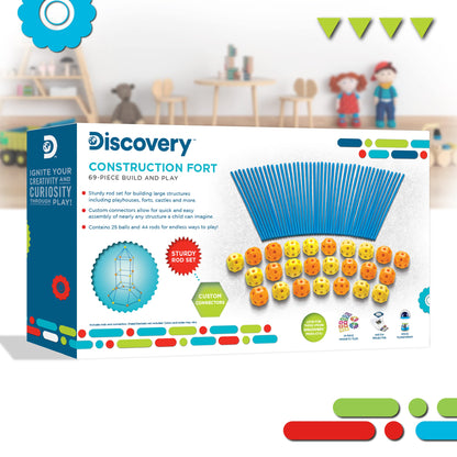 Discovery™ Flexible Construction Fort with 44 Rods & 25 Connector Blocks, 69-piece, Age 5+