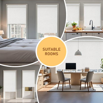 Cordless Roller Shades Blackout Blinds for Windows Room Darkening Rolled Up Shades with Spring System, UV Protection Natural Linen Fabric Window Shades Door Blinds for Home（23" W x 72" H, Linen Cream