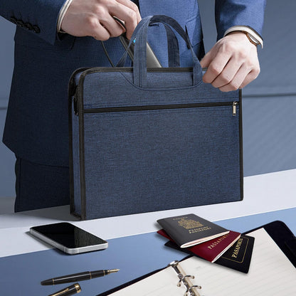 Oxford Zippered Document Bag Zippered File Bag with Handle Waterproof Portable Office Organizer File Tote Bag Pouch for Carrying Paper Laptop Files Books (Blue)
