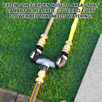 Yayamz Garden Hose Splitter, 3/4-Inch Hose Manifold, Outdoor Faucet Adapter - Soft TPR Covering - Lightweight Non-Slip Sun-Resistant 2-Way Valve（Gray）