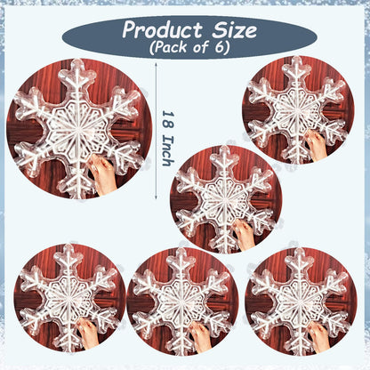 6 Pcs Snowflake Balloons Transparent Winter Snowflake Foil Balloons for Christmas Party Decorations, Frozen Theme Birthday, Winter Wonderland Decor, Holiday Event, Baby Shower