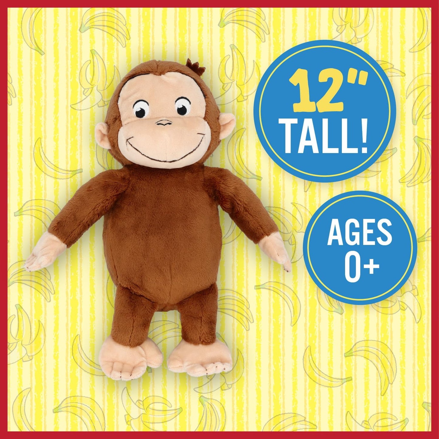 Kids Preferred Curious George Monkey Stuffed Animal Plush Toys Soft Cutest Cuddle Plushie Gifts for Baby and Toddler Boys and Girls - 12 Inches