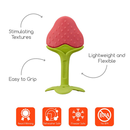 Award Winning Original Teethin’ Smart EZ Grip Fruit Teether by Innobaby - Sore Gum Relief for Front Teeth & Molars with BPA Free Teether Sensory Toy for Babies & Toddlers - Grape/Citrus/Berry