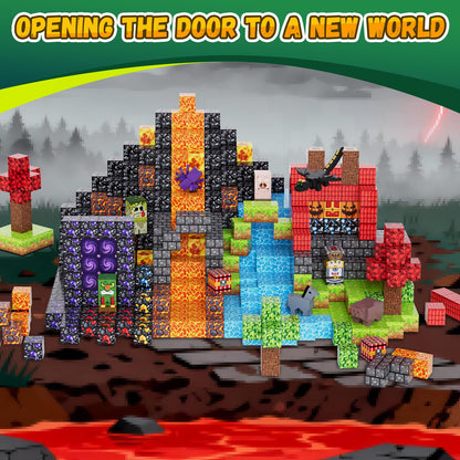 Fitrobust 200 Pack Magnetic Blocks for Kids, STEM Construction Toys with Forest Theme | Creative Educational Games for Ages 3, 4, 5, 6, 7, 8, 9, 10 | Ideal Birthday for Boys & Girls