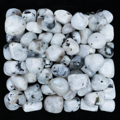 Crocon 1LB Rainbow Moonstone Tumbled Stones and Crystals Bulk 2000+ carats, Polished Stones - Rock Collection - vase Filler tumbles Crystals Healing Reiki - Gemstone Gifts, Fountain tumbles Size 20mm