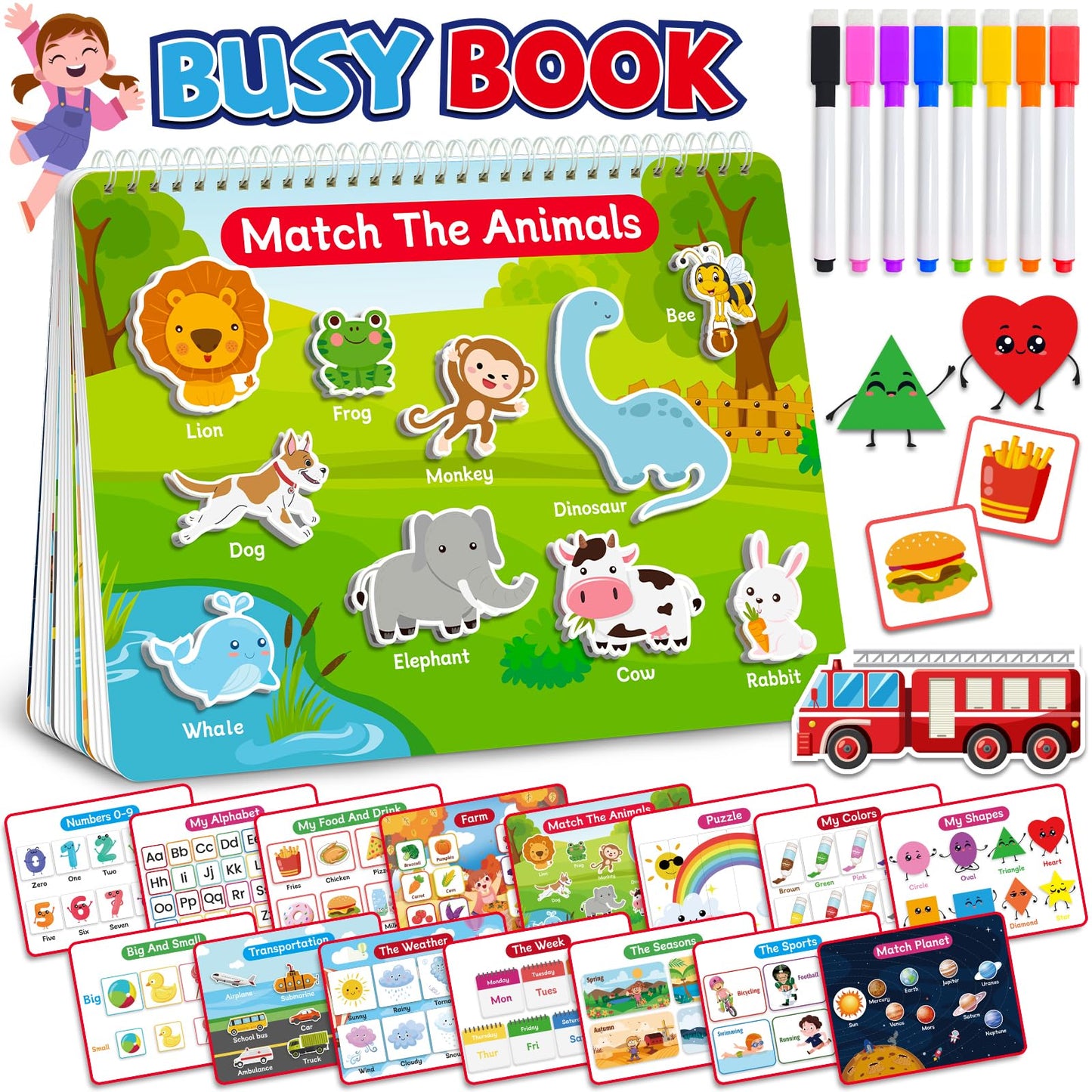 Benresive Busy Book for Toddlers 3-5, Montessori Preschool Learning Activities Book, Educational Sensory Travel Toys for Kids, Birthday Gifts for Boys Girls Ages 3+