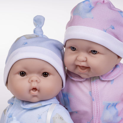 Twins 13" Realistic Soft Body Baby Dolls | JC Toys - Berenguer Boutique | Twins Gift Set with Removable Outfits and Accessories | Pink and Blue | Caucasian | Ages 2+