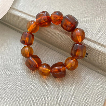 Irregular Resin Chunky Beaded Bracelet for Women Boho Colorful Acrylic Beads Stretch Bracelet Bangle Statement Jewelry Summer Beach Charm Bracelets Fashion Trendy Stone Beads Cuff Bracelets (Brown)