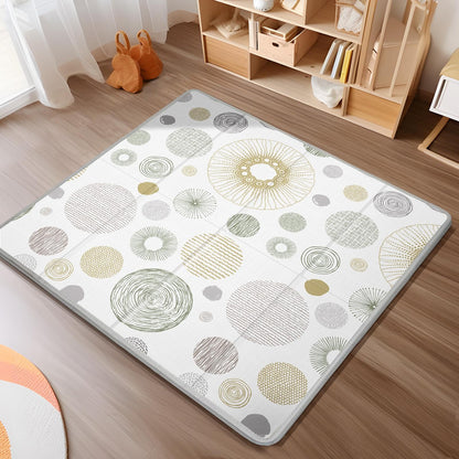 Foldable Baby Play Mat, PIGLOG 50x50 Playpen Mat, Safe Foam Playmat for Tummy Time, Waterproof Playmats for Babies and Toddlers Kids, Reversible Portable Floor Mat for Infant, Circles + Stripes