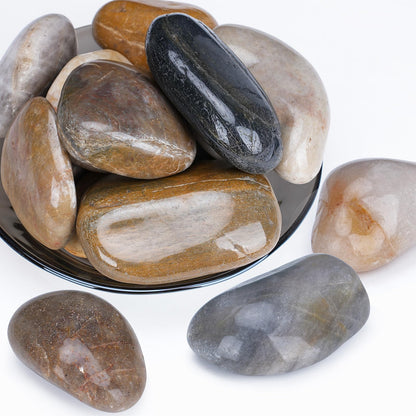 Pulovin 20 lbs River Rocks for Plants, 2-3 Inch Decorative Garden Rocks Outdoor Landscaping, Large Polished Natural Stone for Walkways, Yard, Vases, Crafts