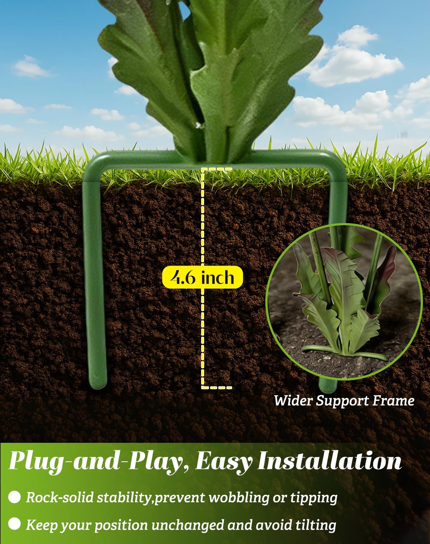 HUBAI Whimsical Metal Carnivorous Plant Garden Stake, 25-Inch Large Venus Flytrap Monster Plant Sculpture, Durable Yard Art for Flower Beds, Patios, Planters, Unique Quirky Garden Decor (Green)
