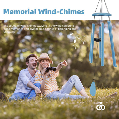 FSVGYY Wind-Chimes-Outdoor-Deep-Tone, Large Soothing Melodic Tones Mobile Windchimes, Wind Chimes for Outside, Memorial Wind Chime Best Gift for Mom Women Grandma Neighbors(32" Blue Coated Aluminum)