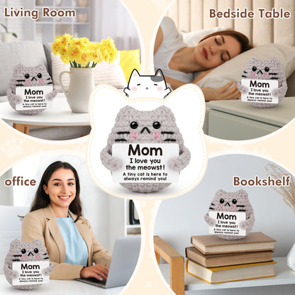 tGifGLonyi Mothers Day Crochet Cat Gifts for Mom from Daughter Son Cute Birthday Gift for Moms Mother Mama, Love You Best Moms Ever Gift for Mother's Day Decoration
