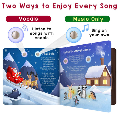 LEARNING BUGS Christmas Songs – Sing Along with 15 Festive Holiday Tunes, Musical Book for Toddlers, 28-Button Music Book, Musical Toys for Toddlers 1-3