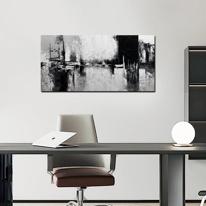 Trogonup Black and White Abstract Wall Art for Living Room Textured Canvas Painting Large Minimalist Modern Artwork for Bedroom Office Home Decor Ready to Hang 20"x40"