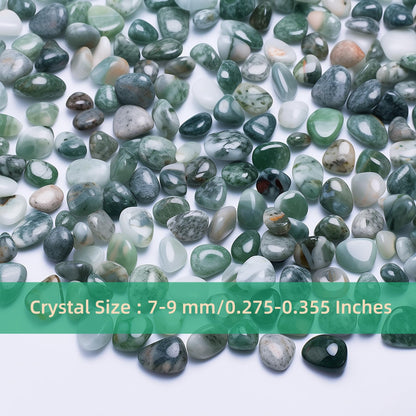 SigMntun Polished Moss Agate Crystal Chips 200 Pcs - 0.3" 10 oz Tumbled Stone Chips Crushed Sea Glass Stones Healing Reiki Crystal Jewelry Making Home Decoration