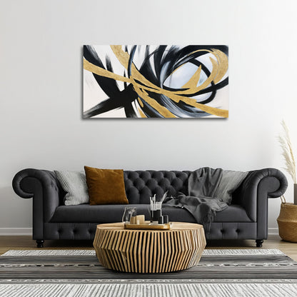 JBD JIETUAN Abstract Canvas Wall Art Black Wall decor for Living Room Minimalist Line Art Canvas Painting Modern Textured Canvas Print Bedroom Office Home Decor 24x48 Inches