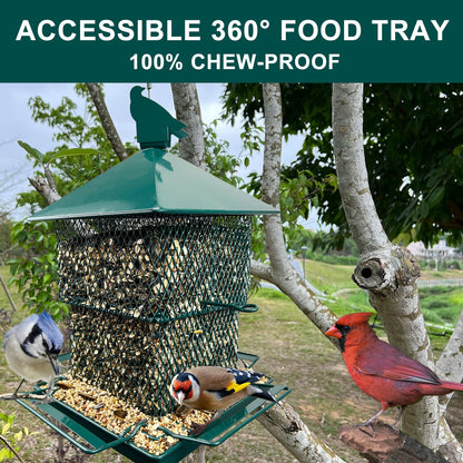Bird Feeders for Outdoor Hanging, Heavy Duty Metal Bird Feeder, 6lb Large Capacity, Supports Cardinal, Finch, Blue Jay and Wild Birds