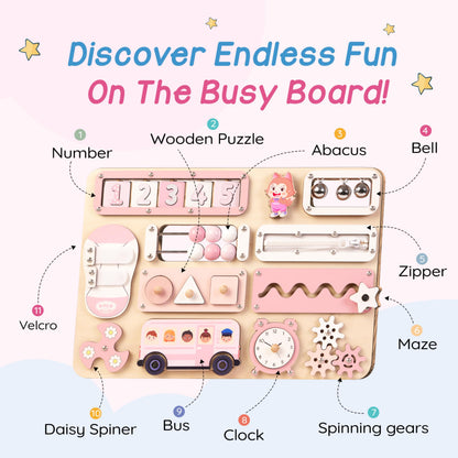 KALOTOYS Large Montessori Busy Board for Baby & Toddlers 1-3 — 17-Inch Wooden Sensory Activity Board — Fine Motor Skills & Early Learning Educational Toy for 1 2 3 Year Old, Travel Friendly & Safe