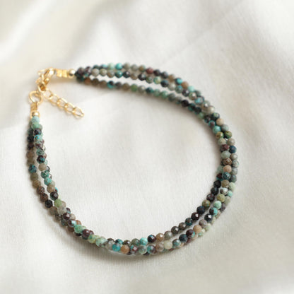 Gempires Turquoise Beaded Bracelets Multi Strand Handmade Jewelry Hypoallergenic 8 Inch Gold Plated December Birthstone Elegant Jewelry Gifts For Women