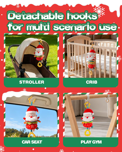 Jollybaby Car Seat Stroller Crib Hanging Toy for Baby 6-12-18-36 Months, My Baby First Christmas Santa Claus Musical Pull String Toys, Tummy Time Infants/Newborns Easter Gifts for Boy and Girl