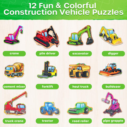 SYNARRY Magnetic Puzzles for Toddlers 3-5, Toddler Travel Toys Construction Toys Excavator Puzzles for Toddlers 2-4, Vehicle Puzzles for Kids Ages 4-6, Car Airplane Road Trip Activities Easter Gifts