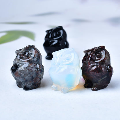 WUYOUSHI Opal Owl Decor Healing Crystal Statue Polished Gemstone Spiritual Decor for Home & Office Desk Energy Stone Gift for Women, Men (Meditation, Reiki)