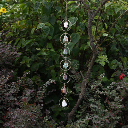 Natural Raw Crystal Wall Decor, Healing Chakra Gemstone Hanging Ornament, Raw Stone Hanging Decoration for Home Window Entryway Hallway Feng Shui Yoga Meditation Car Handmade Gift